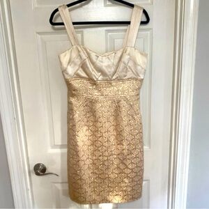 Gianni Bini Silk Cream & Gold Dress